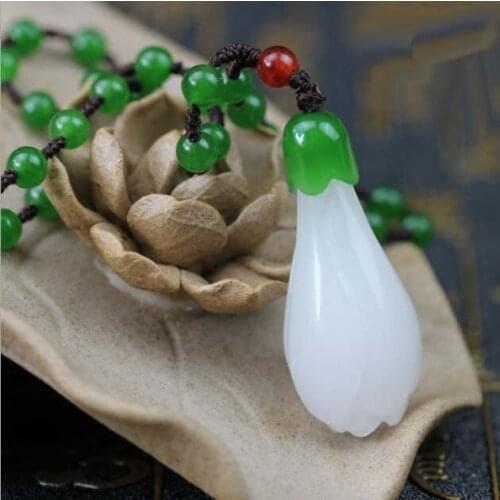 Exclusive design natural handmade Hetian white jade flower pendant necklace female models magnolia pendant