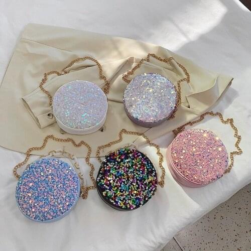 Small bag 2021 Shangxin net red Sequin small round bag spring new womens bag texture student fairy messenger bag trend