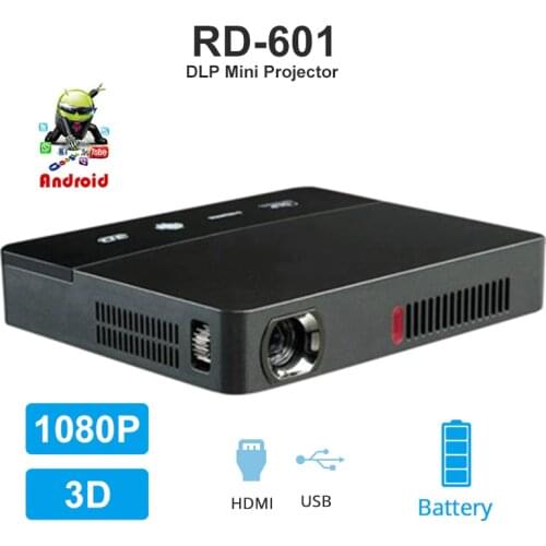 RD-601 DLP Mini Projector Full HD Android WIFI 10000mAh Battery Pocket Projector Video Beamer LED MINI Projector for Home Cinema