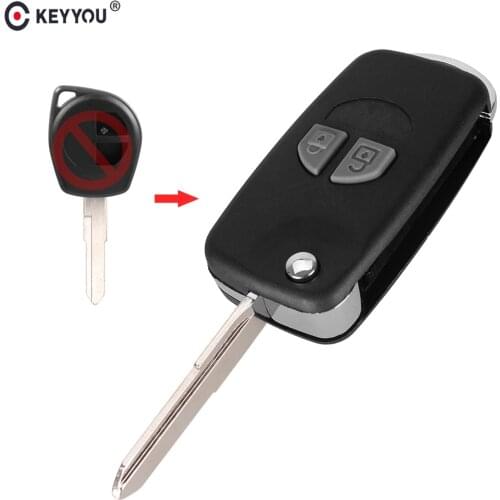 KEYYOU Modified Flip Key Shell For Suzuki SX4 Swift Grage Vitara Alto 2 Button Folding Car Remote Key Case Shell With Button Pad