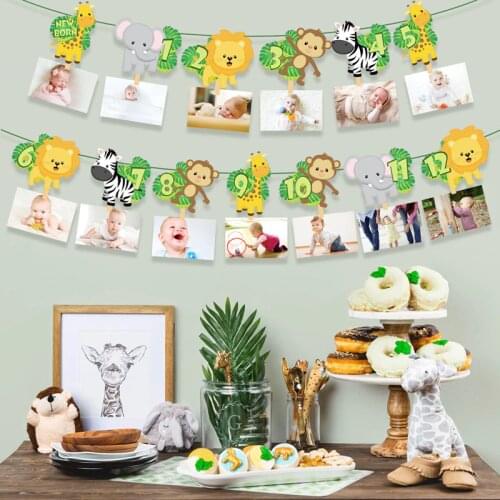 Safari Party Jungle Animal Birthday Banner Cake Toppers Cupcake Decor Happy Birthday Party Decorations Kids Party Favors Boy