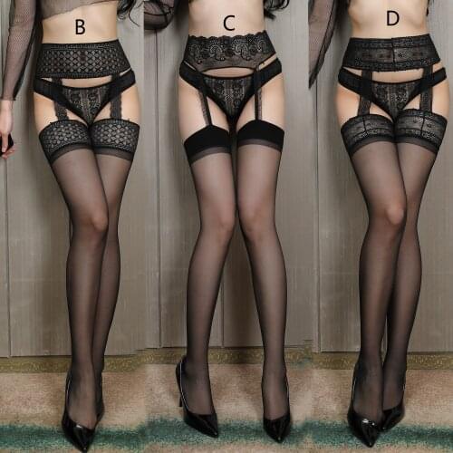 New Vintage Pantyhose Sexy Thigh-high Lace Stockings with Garter Tights Nylon Transparent Silk Stocking for Women Dropshipping