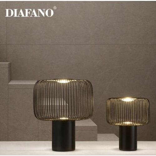 Italian Designer Marble Table Lamp Modern Black Iron Paint Cage Art Design 7W LED Lighting for Living Room Decoration Desk Lamp