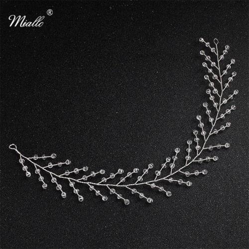 Miallo Simple Crystal Handmade Headbands Wedding Hair Accessories Bridal Hair Ornaments Decoration Hairpieces for Women Head