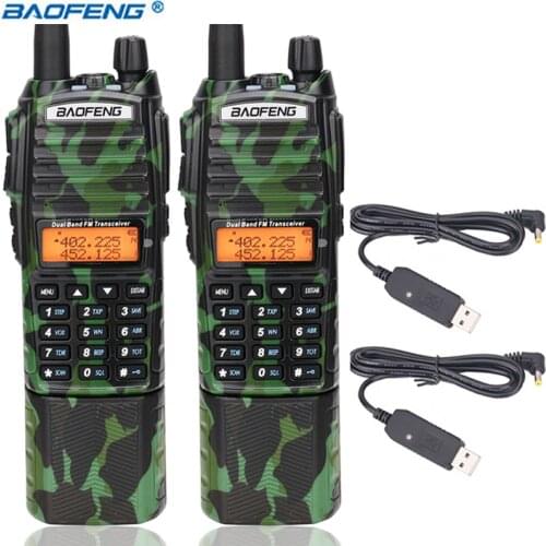 2PCS Baofeng UV-82 Plus Walkie Talkie 8W 3800mAh Battery With DC Connector UV82 Dual PTT Band UV 82 Transmitter Ham Radio