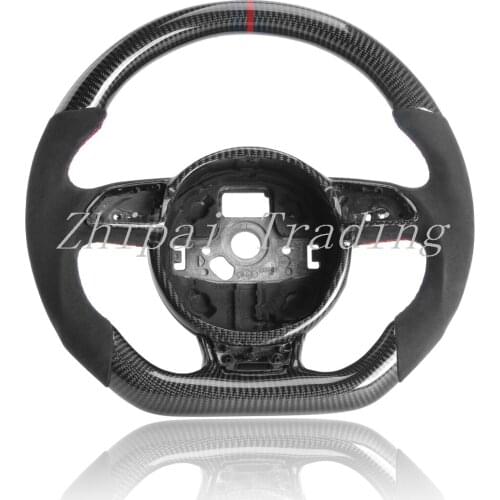 Carbon Fiber Steering Wheel Surrounded by Alcanrata with mark without Button and paddle shifter for Audi S1 2 3 4 5 6 7 Series