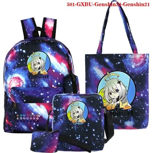 Genshin Impact 5pcs/set Student Backpacks Schoolbag Girls Boys Anime Manga Backpack+tote Bag+shoulder Bag+purse Bag Bookbag