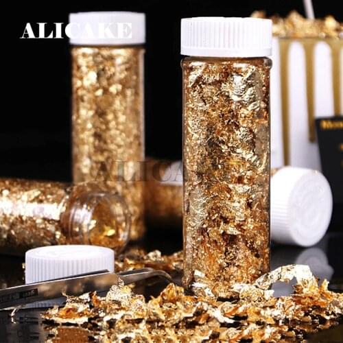 2G Edible Gold Foil Leaf Grade Flakes 24K Gold Baking Art Cake Decorating Tools Chocolates Gourmet Pastry Sushi Dress Up