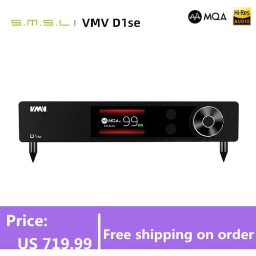 SMSL VMV D1se High-end MQA Audio DAC 768kHz 32bit XMOS Bluetooth5.0 USB Optical Coaxial RCA DSD512 ES9038PRO With Remote Control