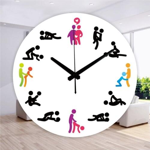 Modern Design Sex Position Mute Wall Clock For Bedroom Wall Decoration Silent Make Love Clock Watch Wedding Gift duvar saati