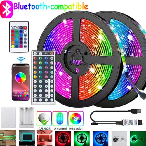 5M10M Bluetooth-compatible LED Light Strip 5050 2835 for Room RGB Flexible Diode 5V IR Controller Battery Led Lamp Wall Bedroom