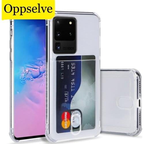 Card Slots Holder Cover for Samsung S20 S10 Plus A51 A71 A21 A11 Soft Case Crystal Clear Shockproof Coque for Samsung S105G Lite
