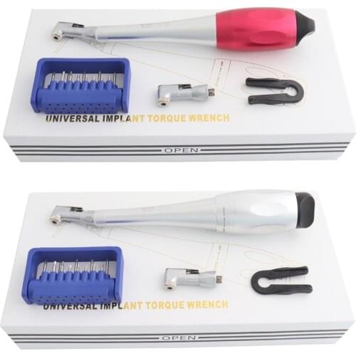 Universal Implant Torque Wrench 5N-35N Drivers 2.35mm Latch Type Bits Contra Angle Wrench Sliver/Red