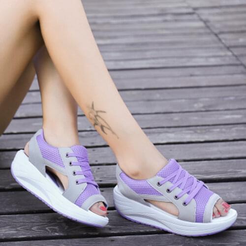 Shoes for Women 2021 Fashion Summer Women Sandals Casual Mesh Breathable Shoes Woman Ladies Wedges Sandals Lace Platform Sandals