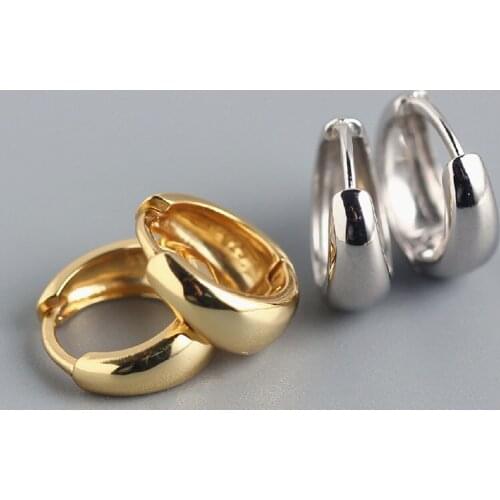 S925 silver Chunky Thick Hoop Earrings For Women Gold Color Elegant Minimalist Earrings Fashion Gift
