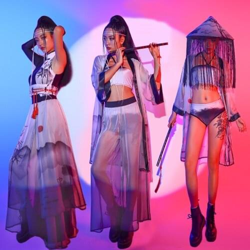 New Fairy Jazz Performance Dance Costume Women Chinese Style Stage Outfit Hip Hop Gogo Dancer Festival Clothing Rave Wear BL6870