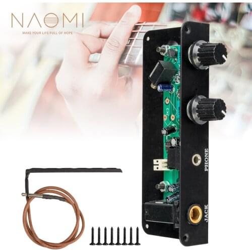 NAOMI Travel Guitar Pickup Active Mute Guitar Pickup Silent Guitar EQ Equalizer W/ Tone Volume Control Knob For 34-38in Guitar