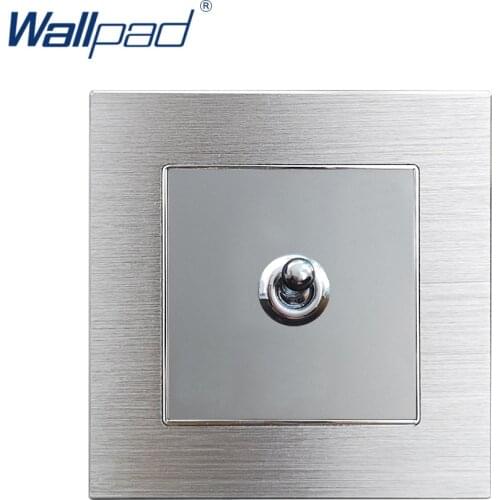 1 Gang 2 Way Toggle Switches Wallpad Luxury Wall Light Switch Grey Aluminum Alloy Panel Interrupteur