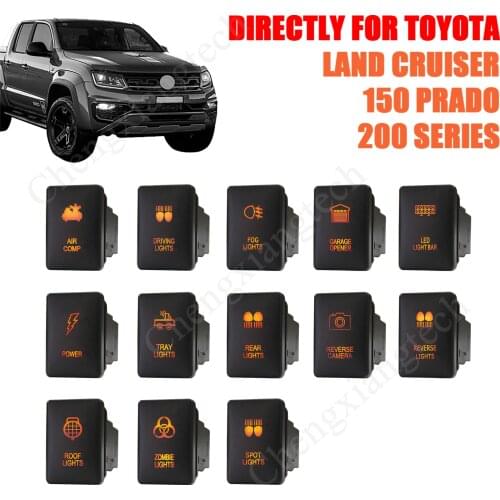 Orange Led Light Bar Fog Roof Lights Car Push Button Switch 12V 3A For Toyota Hilux Prado 150 200 Rav4 Landcruiser + Plug Wire
