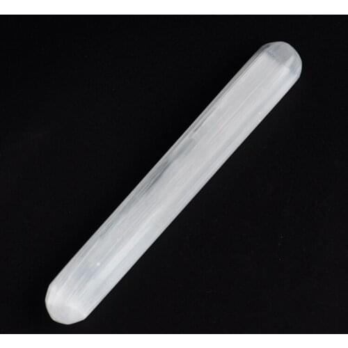 15cm Natural Selenite Polished Wand Round/Point Reiki Chakra Quartz Crystal Healing (1PC)