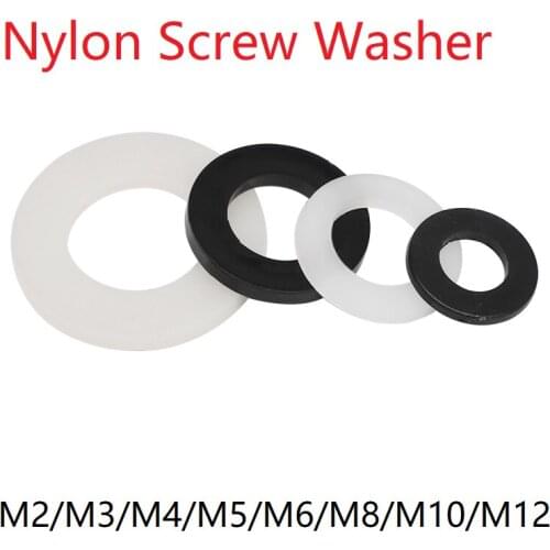 20pcs Nylon Washer M3 M4 M5 M6 M8 M10 M12 Plastic Seals Spacer Plated Flat Insulation Plain Round O Ring Gasket White Black