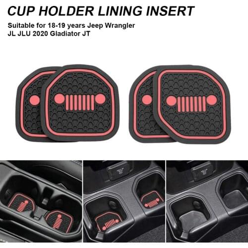 4PCS Car Cup Holder Pad Set Auto Cup Holder Insert Drink Coaster for 18-19 Jeep Wrangler Car Interior Accessory