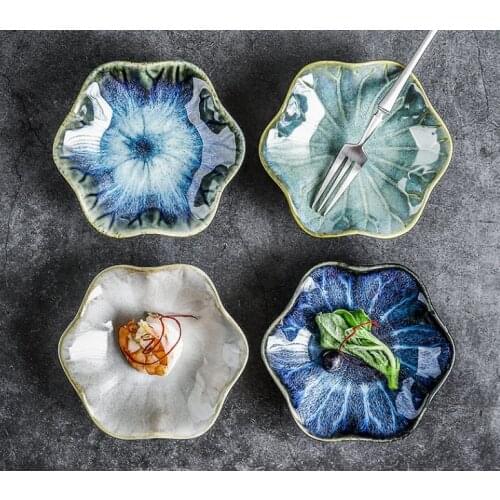 4PCS/Set Cherry Blossoms Ceramic Seasoning Sauce Dish Food Dipping Bowls Snack Vinegar Pickles Dish Home Party Tableware LA163