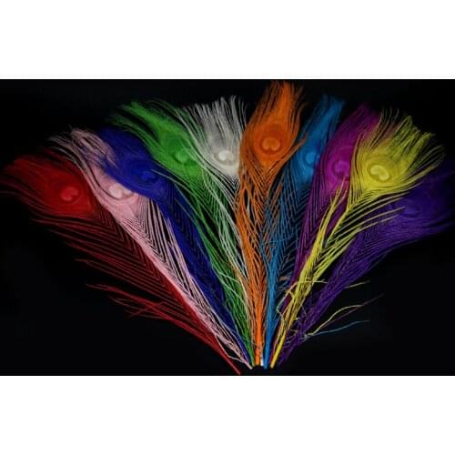 5PCS Multicolor Peacock Feathers for Fly Tying Nymphs Wet Flies Fishing Material Red Blue Yellow White