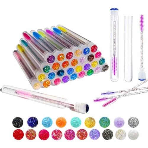 25/50pcs Reusable Eyebrow Brush Tube Eyelash Extension Applicator Disposable Mascara Wand Diamond Eyelash Brush Tube
