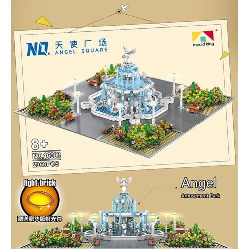 Mould King city Streetview Angel Square With Led Lights Models kits Building Blocks diy Assembly Architecture Bricks for kids