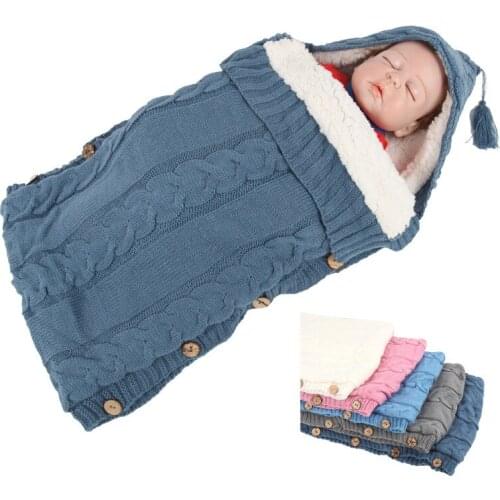 Baby Sleeping Bag Warmth Hooded Trolley Sleep Bags Wool Knitting Comfortable Skin-friendly Throw Blankets Cute Photography Props