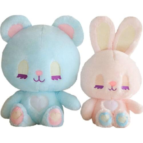 Long Lash Rabbit Girl Plush Toy Cute Stuffed Animals Long Ear Bunny and Bear Girl Big Hug Toys for Children Birthday Xmas Gift