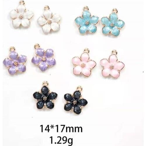 Enamel Butterfly Cherry Blossoms Alloy Jewelry Accessories Diy Child Bracelet Earrings Pendant Korean Version Of The Hot Styles