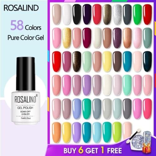 ROSALIND Gel Nail Polish Hybrid Varnish Enamel Semi Permanent Base Coat UV LED Lacquer Nail Art Manicure Set Primer Nail Gel