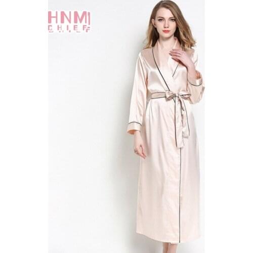 HNM Lace Robes Women Silk Satin Long Wedding Bride Bridesmaid Robe Kimono Feminino Peignoir Femme Sexy Bathrobe Long Lingerie