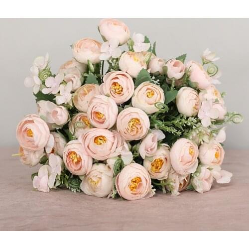 Fleurs Artificielles En Soie Haute Qualite 10 Tea Rose Blue Wedding Decoration Artificial Flowers Rose Artificielle Avec Tige