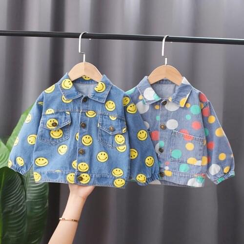 Boys Coats 2021 Spring Autumn Kids Casual Jacket Girls Polka Dot Jeans Coats Little Boys Girls Denim Clothes Outerwear Costume