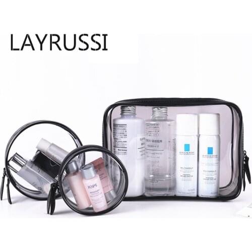 LAYRUSSI PVC Toiletries Storage Bag Travel Organizer For Women&Men Clear Makeup Bags Cosmetic Beauty Case Make Up Pouch Wash Bag