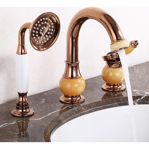 Tape sink of the bronze basin of the cold and hot bathroom mixer faucet of the old bronze double handle pink faucet basin faucet
