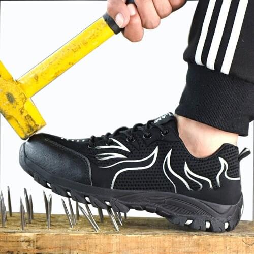 Boots Men Breathable Mesh Safety Shoes Light Sneaker Indestructible Steel Toe Anti-piercing Work Boots