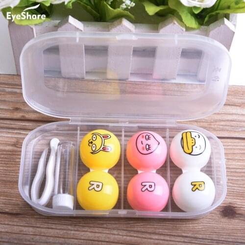 3 Pairs Set Lens Case with Stick Mirror Contact Lens Partner Container Storage Holder