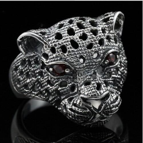 BOCAI New 100% pure silver 925 ring jaguar jagless ring leopard head male womens ring