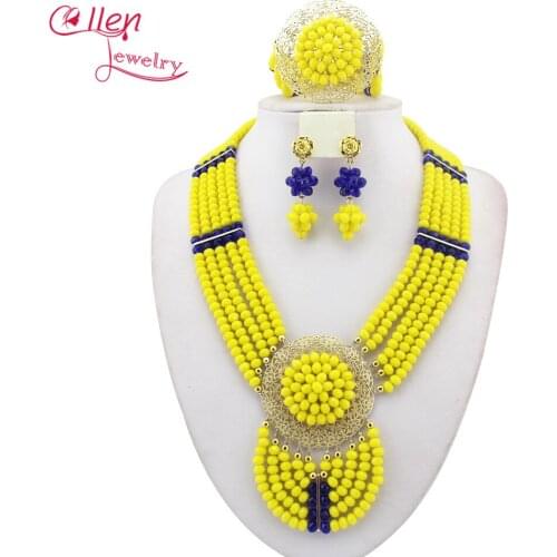 New Arrival African Beads Jewelry Sets Nigerian Wedding bridal Jewelry Set Crystal necklace Jewelry Sets W8275
