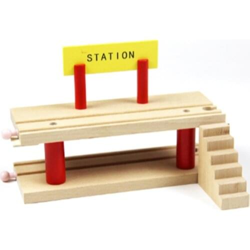 Deck Station Educational Train Boys Educational Toys P125 Double Wooden with S Compatible Track Fit Brio Wooden