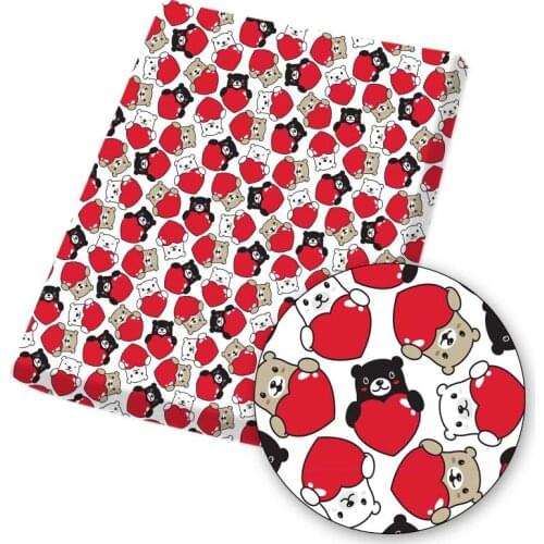 Polyester Cotton Fabric Valentines Day Honey Bear Printed Fabric DIY Sewing Home Textile Garment Bag Material 45*145cm/pc 80g