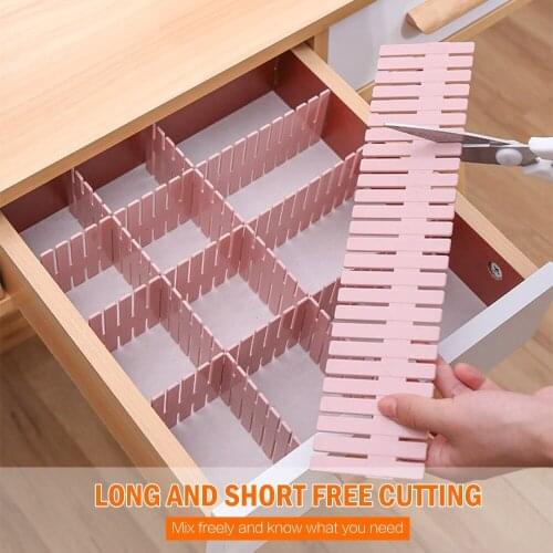 4PCs Adjustable Plastic Drawer Divider DIY Storage Shelves Household Free Combination Partition Board Space-saving Division Tool