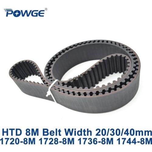 POWGE HTD 8M synchronous Timing belt C=1720/1728/1736/1744 width 20/30/40mm Teeth 215 216 217 218 HTD8M 1720-8M 1736-8M 1744-8M