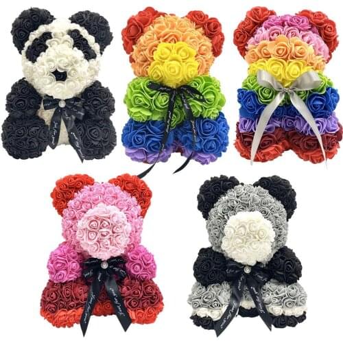 Rose Teddy Bear Artificial Flower Decoration for Birthday Party Wedding Decor Valentines Day Gift
