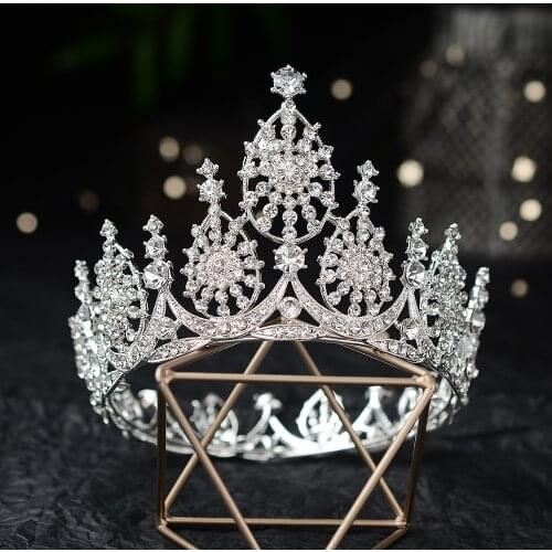 Fashion Elegant Sparkly Crystal Star Tiara Hair Hoop Silver Plated Bride Headdress Rhinestone Hair Jewelry Wedding Accessories