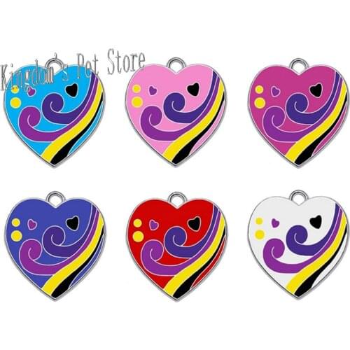 Pet Products 600PCS/LOT Mix Colors Heart Shaped Pet Tags Zinc Alloy Dog Name Tags Custom Dog Cat ID Tags Free Shipping
